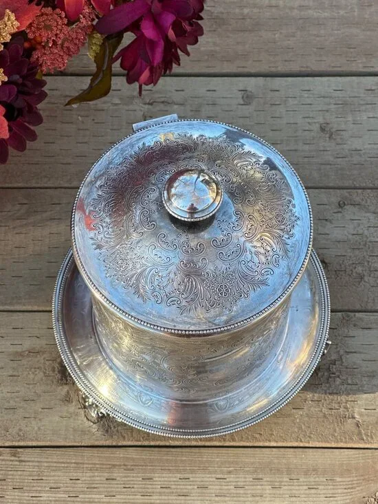 Antique English Silver Plate Biscuit Barrel by Birks Rideau Plate Footed, C.1900 - Picture 7 of 14